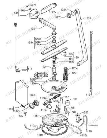 Взрыв-схема посудомоечной машины Electrolux ESI430W - Схема узла Hydraulic System 272